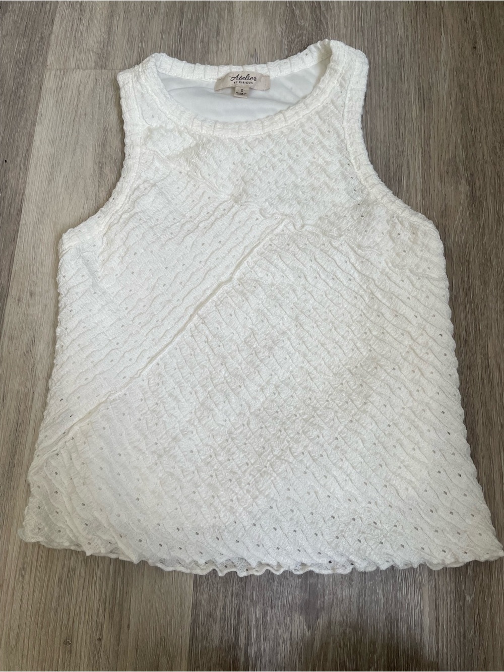 Atelier by Kirious White Textured Lined Bodycon Tank Top